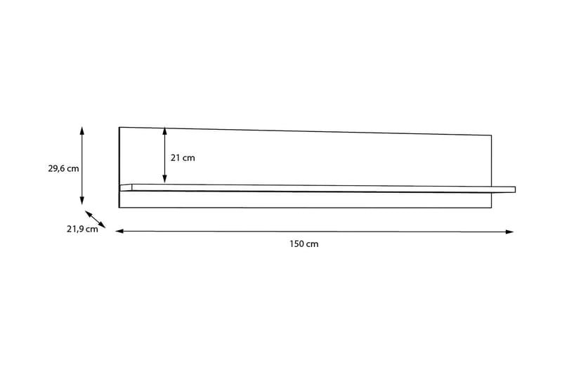 Vegghylle Uzunkop 22x150 cm - Grå/Hvit - Vegghylle - Vegghengt oppbevaring