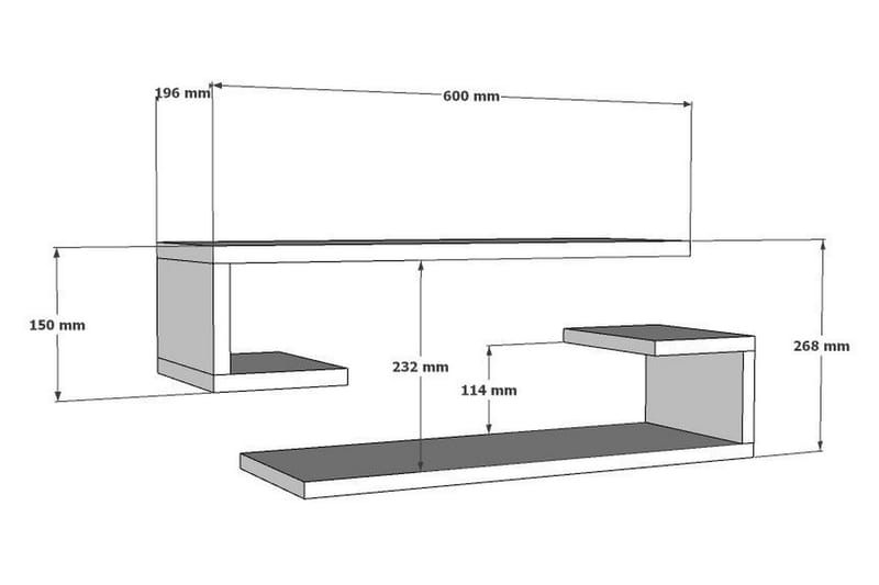 Vegghylle Zakkum 60x15 cm - Brun - Vegghylle - Vegghengt oppbevaring