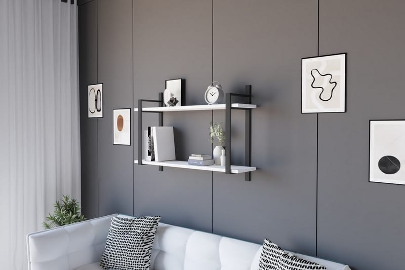 Vegghylle Zakkum 90x60 cm - Hvit - Oppbevaring - Hylle - Vegghylle