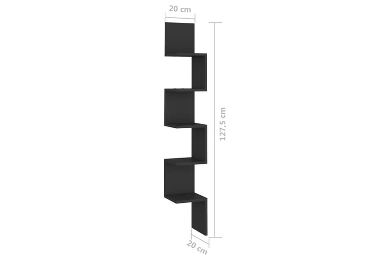 Veggmontert hjørnehylle svart 20x20x127,5 cm sponplate - Svart - Vegghylle - Vegghengt oppbevaring