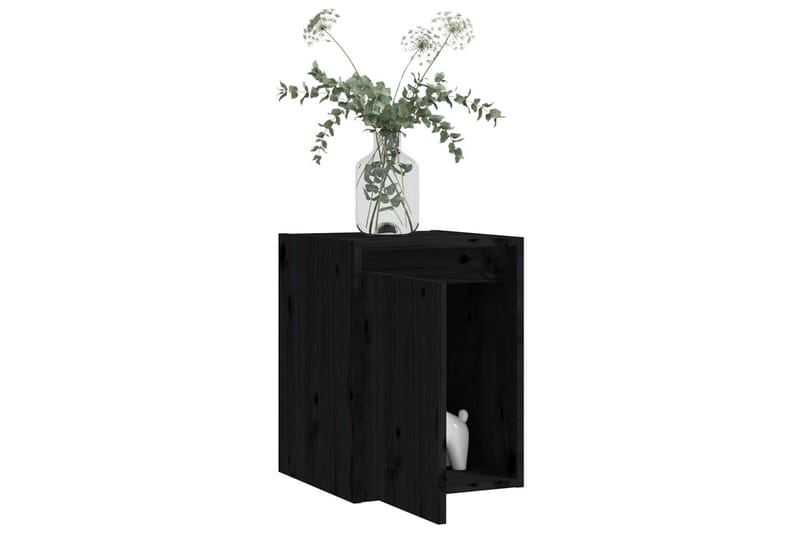 Veggskap 2 stk svart 30x30x40 cm heltre furu - Svart - Vegghylle - Vegghengt oppbevaring