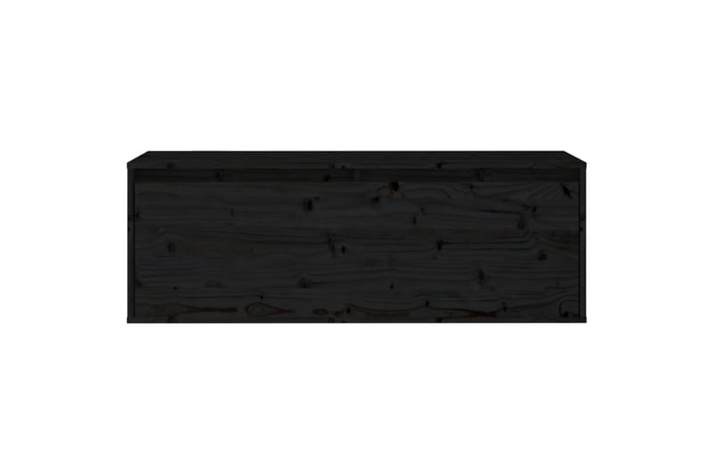 Veggskap svart 100x30x35 cm heltre furu - Svart - Vegghylle - Vegghengt oppbevaring