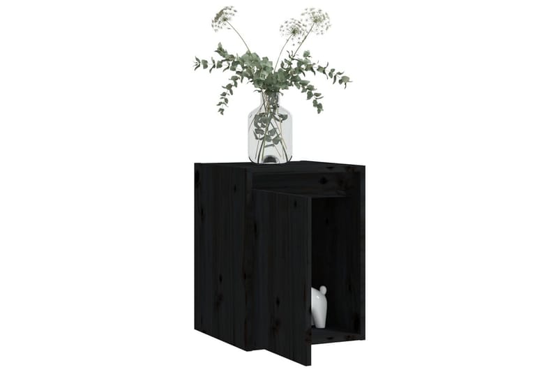 Veggskap svart 30x30x40 cm heltre furu - Svart - Vegghylle - Vegghengt oppbevaring