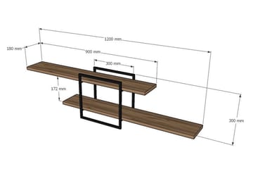 Verneda Vegghylle 120x18 cm 2 Hyller - Brun - Oppbevaring - Hylle - Vegghylle
