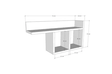 Vigneti Vegghylle 62x18 cm i Tre - Hvit - Oppbevaring - Hylle - Vegghylle