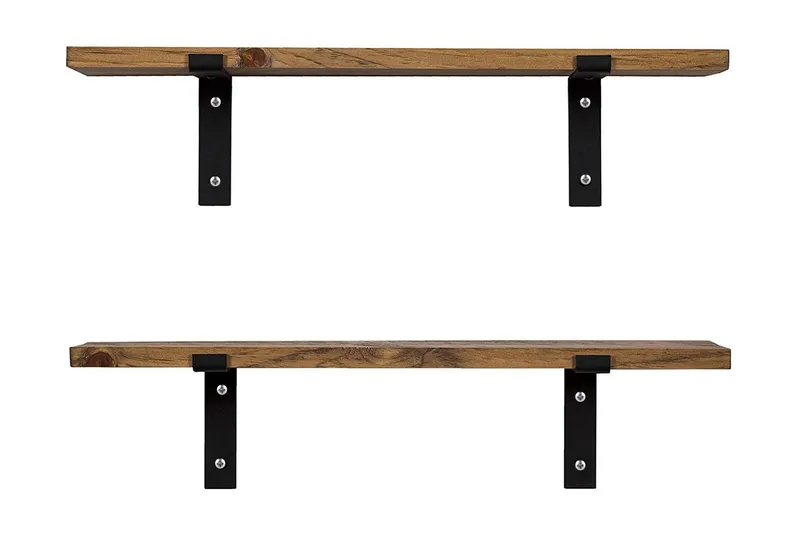 Wall Shelf Valnøtt - Valnøtt/Svart - Oppbevaring - Hylle - Vegghylle