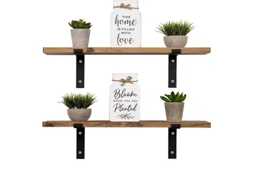 Wall Shelf Valnøtt - Valnøtt/Svart - Oppbevaring - Hylle - Vegghylle