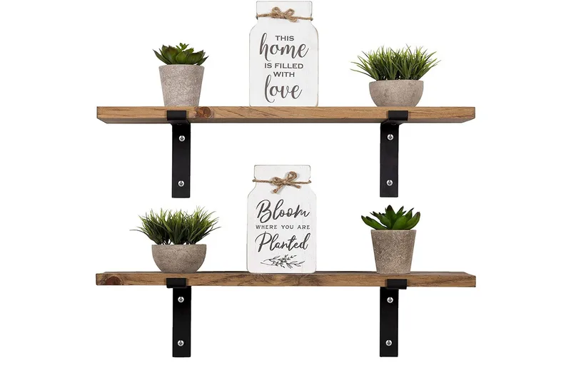 Wall Shelf Valnøtt - Valnøtt/Svart - Oppbevaring - Hylle - Vegghylle