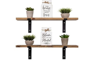 Wall Shelf Valnøtt - Valnøtt/Svart - Oppbevaring - Hylle - Vegghylle