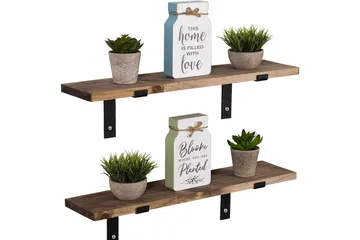 Wall Shelf Valnøtt - Valnøtt/Svart - Oppbevaring - Hylle - Vegghylle