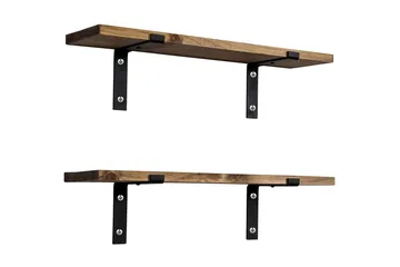 Wall Shelf Valnøtt - Valnøtt/Svart - Oppbevaring - Hylle - Vegghylle