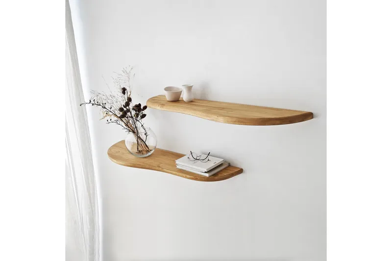 Wavy Vegghylle 100 cm - Eik - Oppbevaring - Hylle - Vegghylle