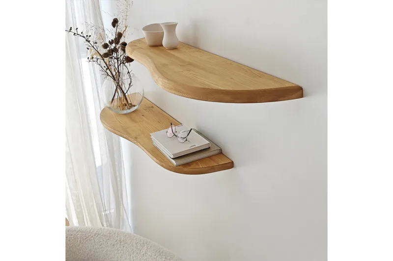 Wavy Vegghylle 100 cm - Eik - Oppbevaring - Hylle - Vegghylle