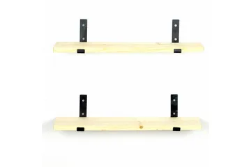 Wayte Vegghylle 60 cm i Tre med Metallstativ Svart/Eik - Svart / Eik - Oppbevaring - Hylle - Vegghylle