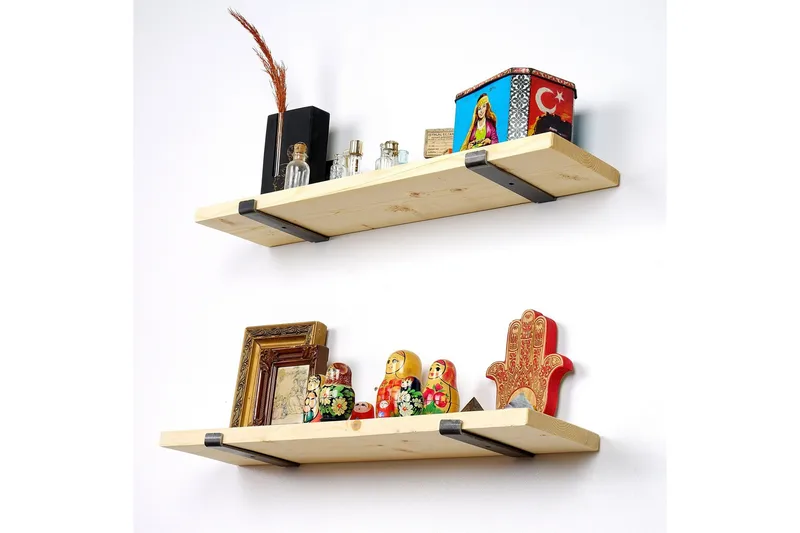 Wayte Vegghylle 60 cm - Svart / Eik - Oppbevaring - Hylle - Vegghylle