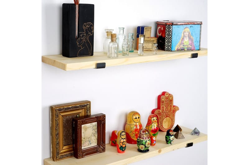 Wayte Vegghylle 60 cm - Svart / Eik - Oppbevaring - Hylle - Vegghylle