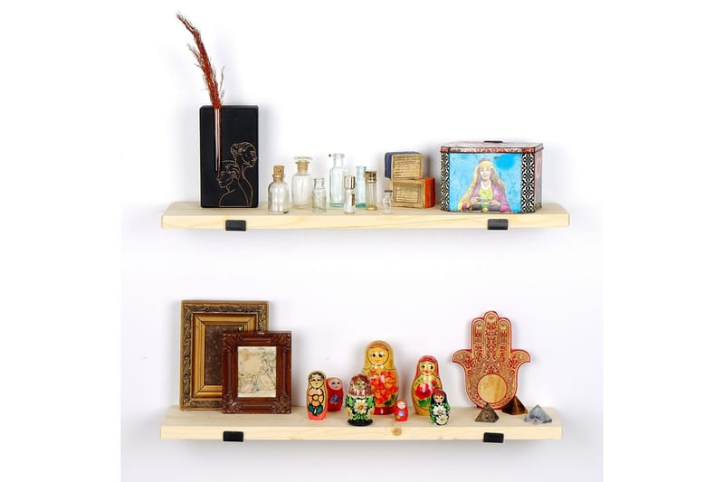 Wayte Vegghylle 60 cm - Svart / Eik - Oppbevaring - Hylle - Vegghylle