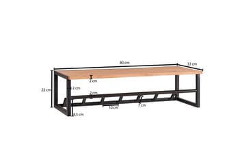 Vegghylle Wohnling Vegghengt knaggrekke i metall med massivt tre 80 cm industriell - Oppbevaring - Hylle - Hattehylle