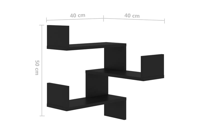 Veggmontert hjørnehylle svart 40x40x50 cm sponplate - Svart - Vegghylle - Vegghengt oppbevaring