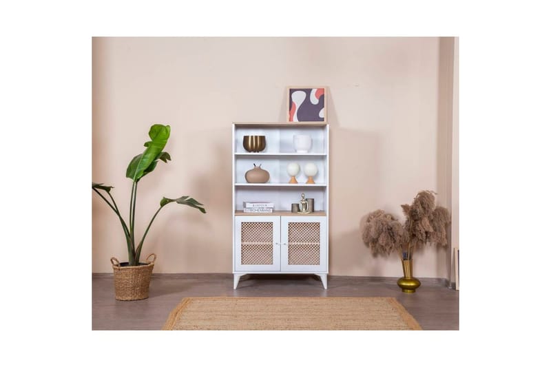 Velin Bokhylle 90 cm - Hvit/Lysfarget tre - Oppbevaring - Hylle - Bokhylle