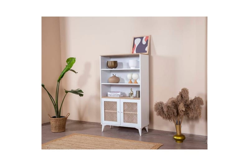 Velin Bokhylle 90 cm - Hvit/Lysfarget tre - Oppbevaring - Hylle - Bokhylle