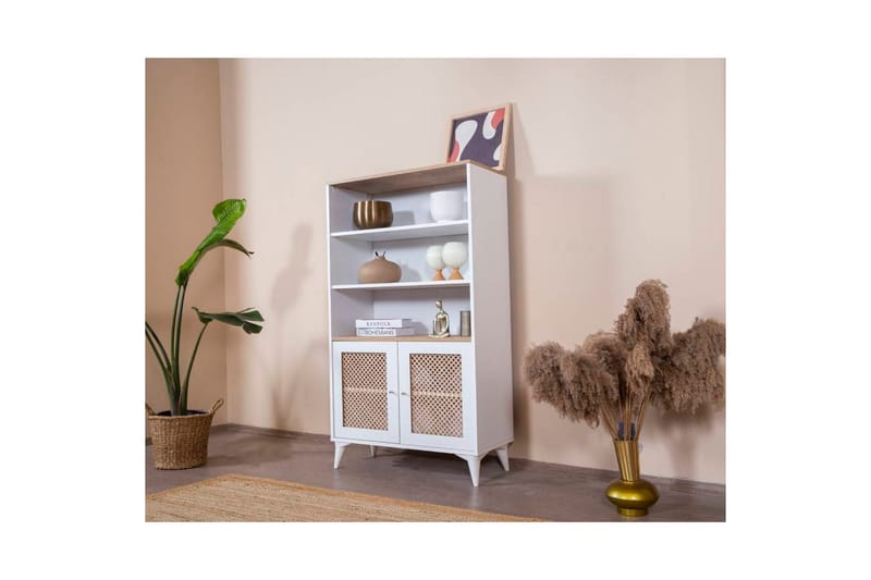Velin Bokhylle 90 cm - Hvit/Lysfarget tre - Oppbevaring - Hylle - Bokhylle
