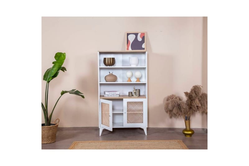 Velin Bokhylle 90 cm - Hvit/Lysfarget tre - Oppbevaring - Hylle - Bokhylle
