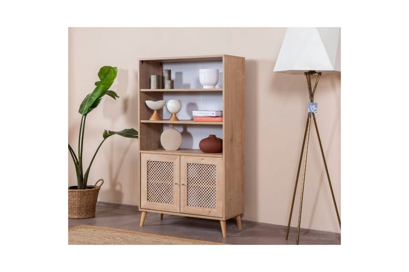 Velin Bokhylle 90 cm - Hvit/Lysfarget tre - Oppbevaring - Hylle - Bokhylle