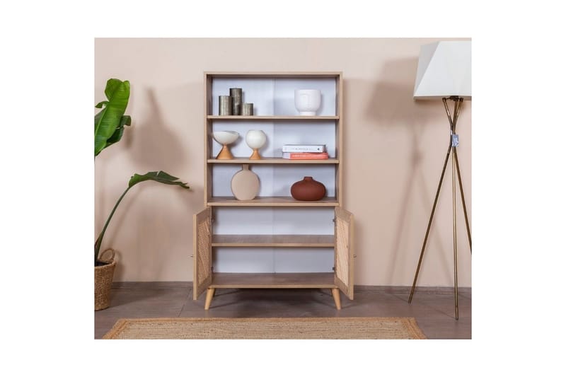 Velin Bokhylle 90 cm - Hvit/Lysfarget tre - Oppbevaring - Hylle - Bokhylle