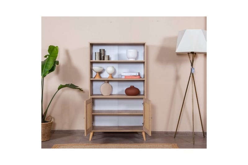 Velin Bokhylle 90 cm - Hvit/Lysfarget tre - Oppbevaring - Hylle - Bokhylle