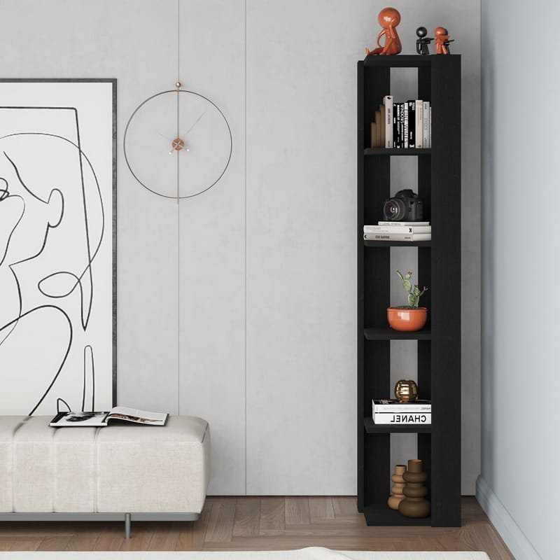 Verina Bokhylle 161 cm - Black Wood - Oppbevaring - Hylle - Hjørnehylle