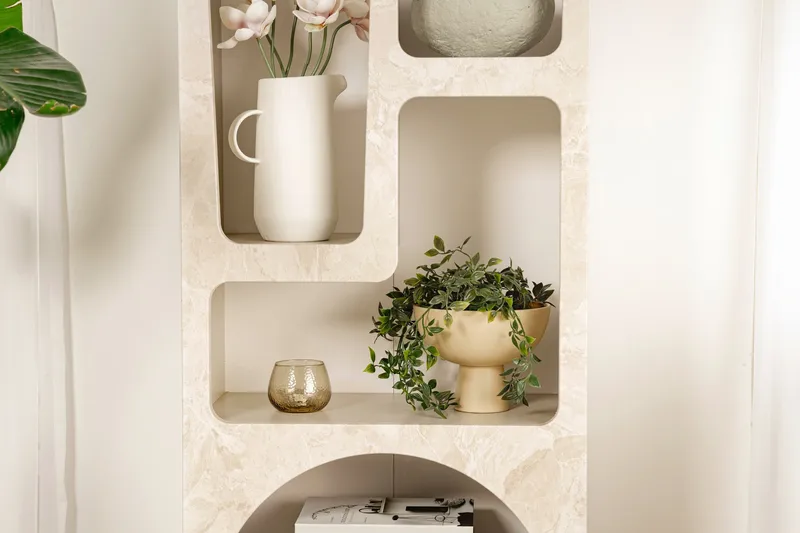 Wenus Bokhylle 60 cm - Travertin/Sandstein - Oppbevaring - Hylle - Bokhylle