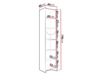 Zarek bokhylle 44x198 cm - brun, rosa, beige - Oppbevaring - Hylle - Bokhylle