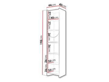 Zarek bokhylle 44x198 cm - brun, rosa, beige - Oppbevaring - Hylle - Bokhylle