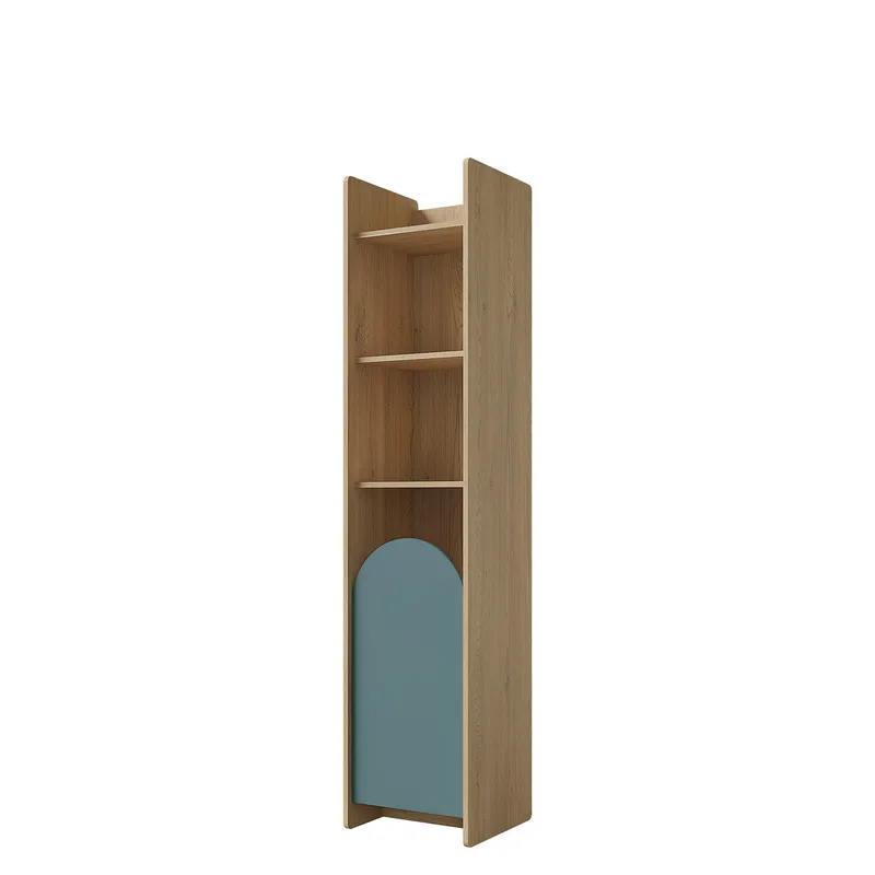 Zarek bokhylle 44x198 cm - brun og blå - Oppbevaring - Hylle - Bokhylle