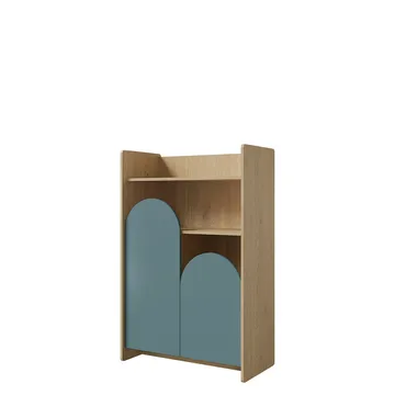 Zarek bokhylle 84x128 cm - brun og blå - Oppbevaring - Hylle - Bokhylle