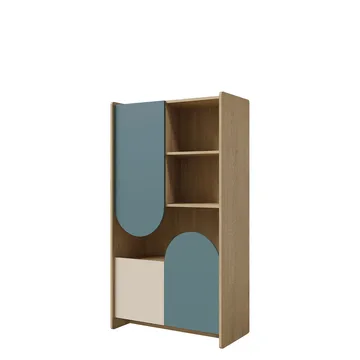 Zarek bokhylle 84x151 cm - brun, blå, beige - Oppbevaring - Hylle - Bokhylle