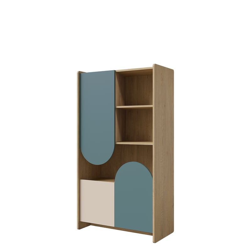Zarek bokhylle 84x151 cm - brun, blå, beige - Oppbevaring - Hylle - Bokhylle