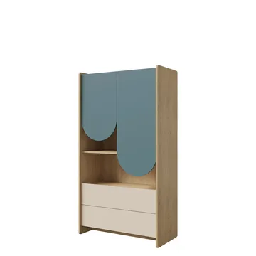 Zarek bokhylle 84x151 cm - brun, blå, beige - Oppbevaring - Hylle - Bokhylle