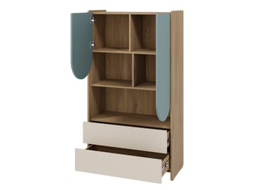 Zarek bokhylle 84x151 cm - brun, blå, beige - Oppbevaring - Hylle - Bokhylle