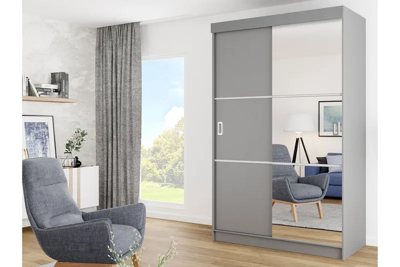 Isolaz Garderobe med Speil LED-belysning RGB - Antrasitt - Oppbevaring - Garderober & garderobesystem