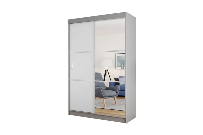 Isolaz Garderobe med Speil LED-belysning RGB - Hvit/Antrasitt - Oppbevaring - Garderober & garderobesystem