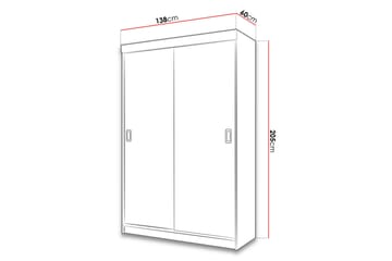Isolaz Garderobeskap Med Speil 138x205 cm - Hvit/Grå - Oppbevaring - Garderober & garderobesystem