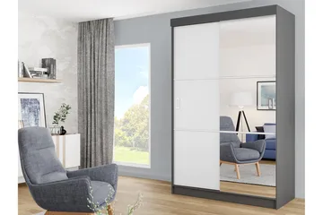 Isolaz Garderobeskap Med Speil 138x205 cm - Hvit/Grå - Oppbevaring - Garderober & garderobesystem