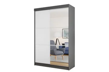 Isolaz Garderobeskap Med Speil 138x205 cm - Hvit/Grå - Oppbevaring - Garderober & garderobesystem