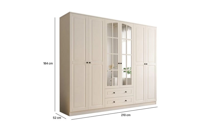 Jovric Garderobe 210x184 cm - Matt Hvit - Oppbevaring - Garderober & garderobesystem