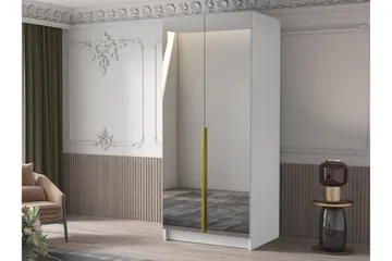 Julissa Garderob med Speil 100 cm - Hvit/Gull - Oppbevaring - Garderober & garderobesystem