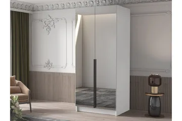 Julissa Garderob med Speil 100 cm - Hvit/Svart - Oppbevaring - Garderober & garderobesystem