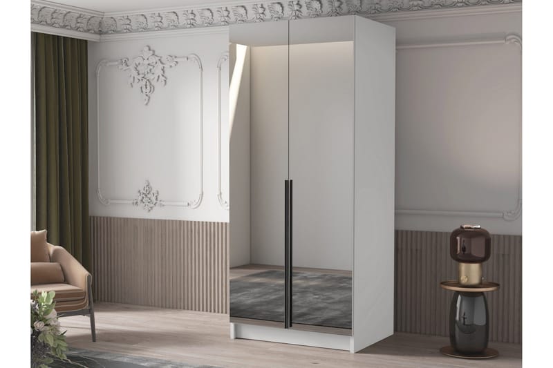 Julissa Garderob med Speil 100 cm - Hvit/Svart - Oppbevaring - Garderober & garderobesystem