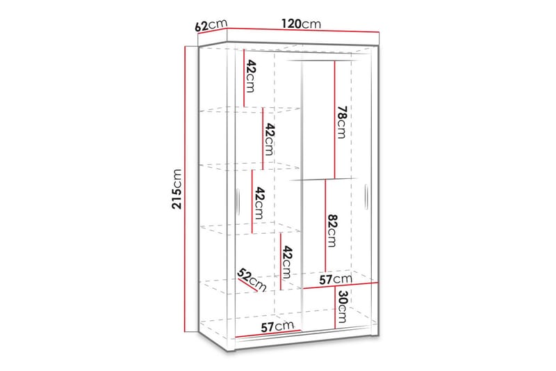 Julissa Garderobe 120 cm med Speil - Natur - Oppbevaring - Garderober & garderobesystem
